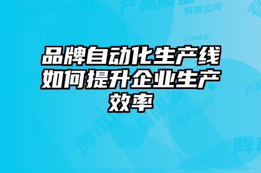 品牌自動化生產線如何提升企業生產效率