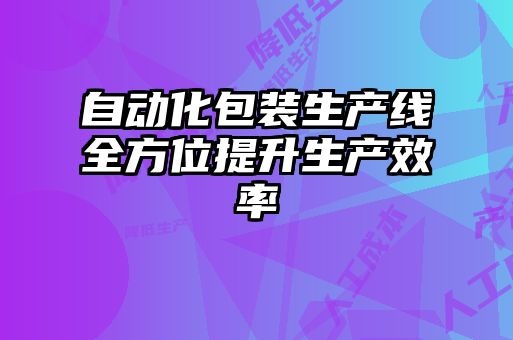 自動化包裝生產線全方位提升生產效率