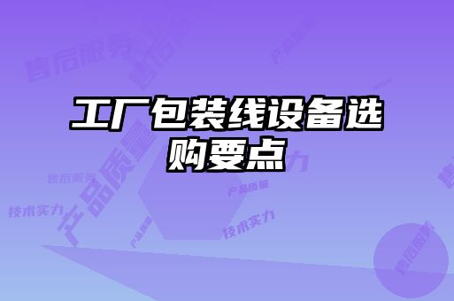 工廠包裝線設備選購要點
