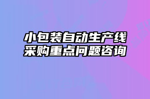 小包裝自動生產線采購重點問題咨詢